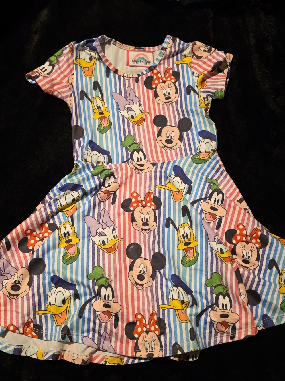 Disney Characters Multicolor Striped Twirl